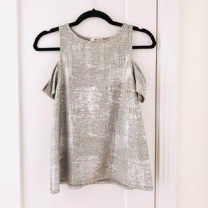 LA Made, Metallic Knit Cold Shoulder Top